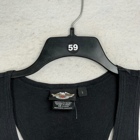 Harley-Davidson Black Skull Wing Graphic Tank Top Vintage Large Women's - Picture 3 of 3